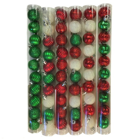Red Green and White Miniature Balls Christmas Tree Ornaments 1.2 Inch Pack of 60 - Walmart.com
