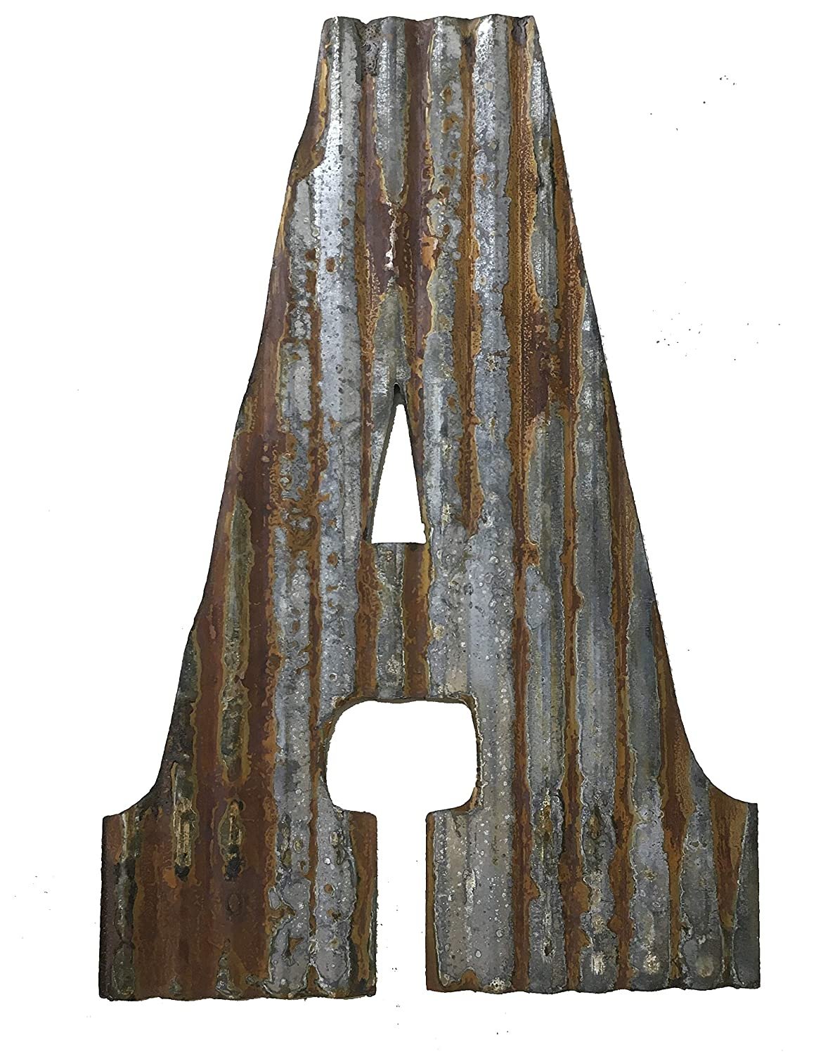 Farmhouse Rustic 24'' Wall Decor Corrugated Metal Letter A