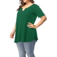 thumbnail image 5 of Chama Women's Plus Size V Neck Short Sleeve Henley Shirt Buttons Up Pleated Tunic Tops, 5 of 8