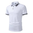 thumbnail image 2 of Men's Polos Shirts Short Sleeve Summer Fashion Casual Golf T Shirt Breathable Moisture Wicking Patchwork Tees (L, White), 2 of 8