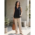 thumbnail image 2 of DARING DIVA Women's Chiffon V Neck Double Layer Flowy Tunic Shirts XL Black, 2 of 8