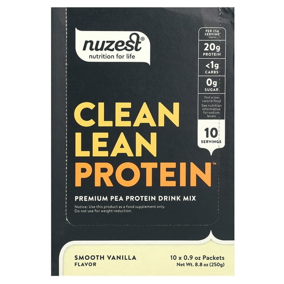 Nuzest Clean Lean Protein, Smooth Vanilla, 10 Packets, 0.9 oz (25 g) Each