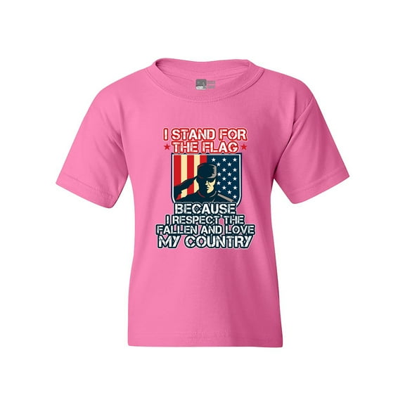 I Stand For Flag I Respect Fallen Love My Country DT Youth Kids T-Shirt Tee