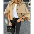 thumbnail image 3 of Womens Oversized Cropped Trench Coats Single Breasted 3/4 Sleeve Casual Button up Jackets, 3 of 8