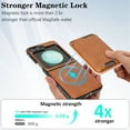 thumbnail image 6 of Allytechgroup for Samsung Galaxy Z Flip 4 Phone Case with Card Holder [Compatible with Magsafe Wireless Charging] Slim PU Leather Magnetic Wallet Back Flip Case Soft TPU Bumper Shockproof Cover, Brown, 6 of 18