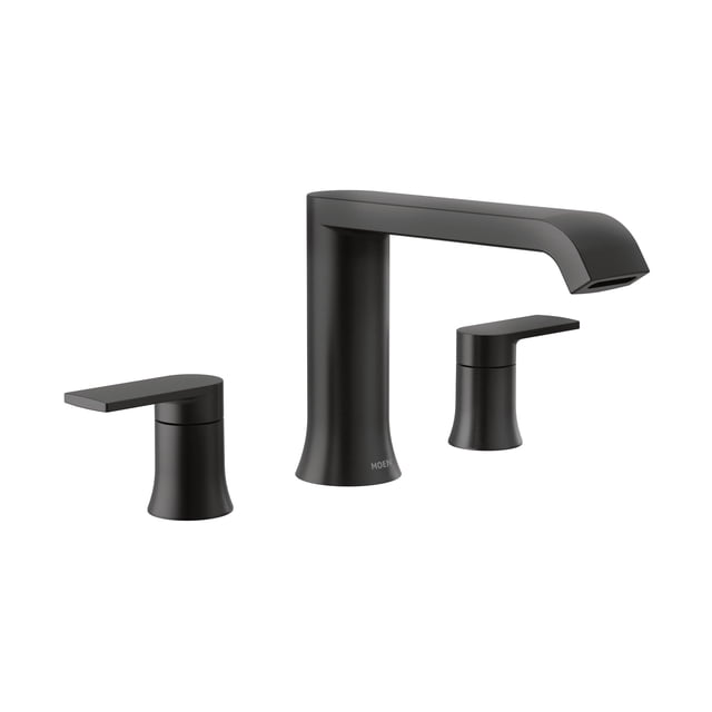 Grifo romano para bañera Moen Genta LX, negro mate, montado en cubierta