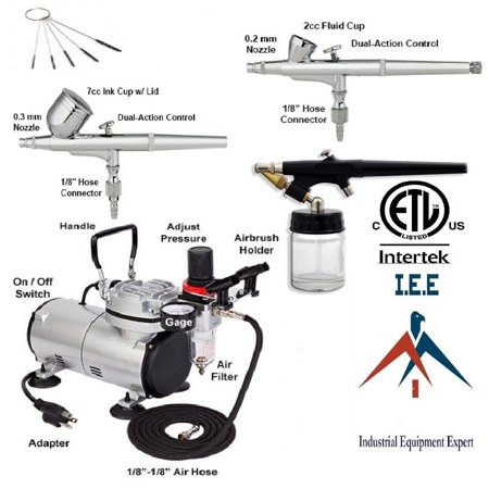 IEE AS18-2 Piston Compressor Airbrush Kit (3 Piece Set)