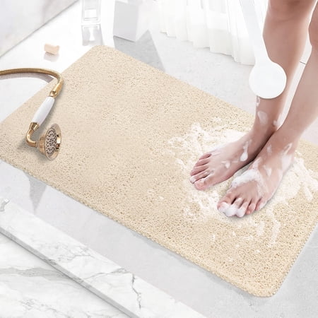 17.7x30 Inch Shower Mat, Non Slip Bathtub Mat, Fast Drying Bath Tub Mats, Foot Scrubber Mat, Anti Slip Mat for Tub, Floor,Bathroom, Home, Kitchen, Hotel-Beige