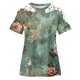 thumbnail image 3 of Camisas de Manga Corta para las Mujeres Impresión Cuello Redondo Suéter Encaje Camisa, Blusa de Verano Casual para las Mujeres, 3 of 5