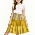 thumbnail image 3 of Girls' Color Block Ruffle Sleeve Dress Summer Casual Tiered Sundress for Kids, Multicolor, Sizes 4-12, 3 of 4