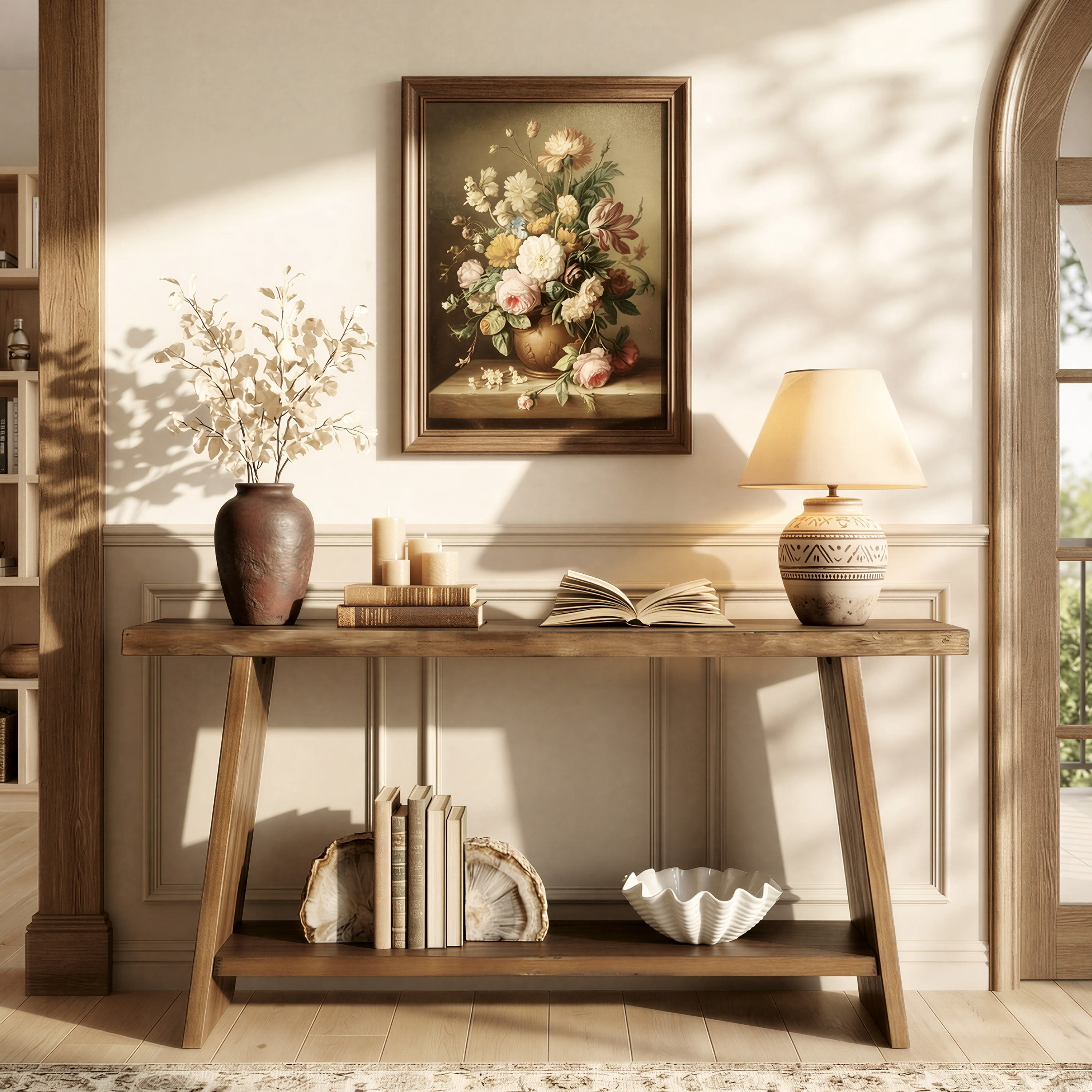 63" Solid Wood Console Table with 2-Tier Storage, Narrow Entryway Table, Slim Sofa Table for Hallway, Living Room, Foyer, Brown