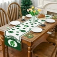 thumbnail image 4 of Lucky Clover Green Shamrocks Table Runner, Seasonal St Patricks Day Holiday Kitchen Dining Table Runner for Irish Spring Home Decoration Indoor Outdoor Party Supply 13 x 72 Inches, 4 of 6