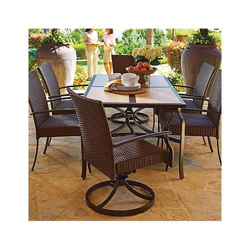 7 Piece Brown Steel Outdoor Patio Dining Set - Patio Furniture