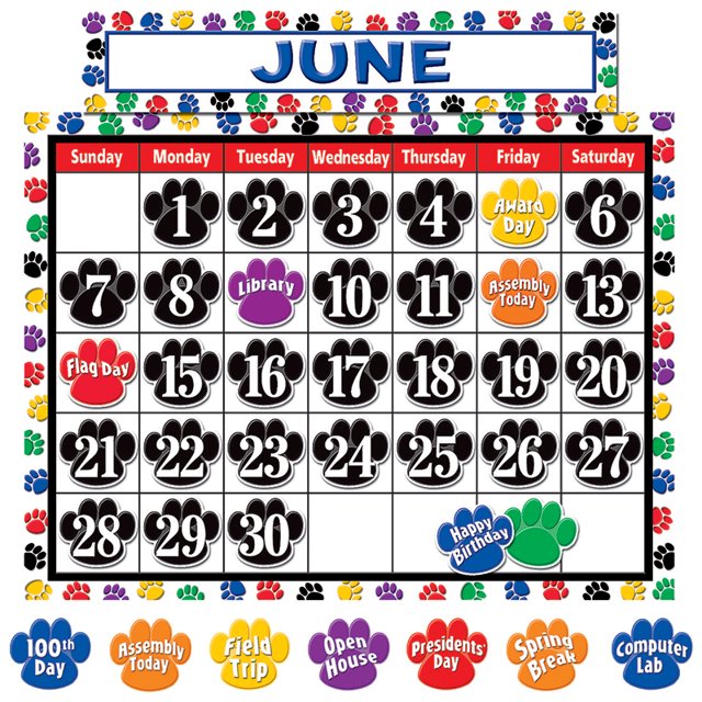 TEACHER CREATED RESOURCES Calendrier Empreintes de Pattes Colorées Ensemble BB