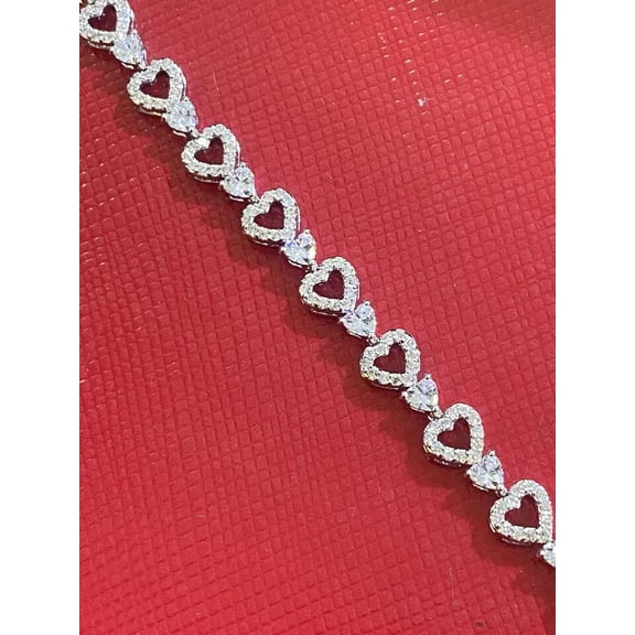 JALASH ONLINE 8 Ct Heart Cut Lab Created Diamond 14K White Gold Plated Stunning Tennis Bracelet