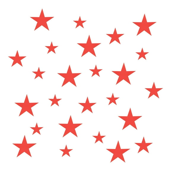 Uxcell 25Pcs in 1Set Acrylic Self Adhesive Star Mirror Wall Sticker Decals, Red