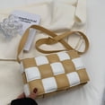 thumbnail image 5 of Bolso cruzado tejido para mujer, bolso de hombro con correa, bolso cuadrado pequeño, 5 of 5