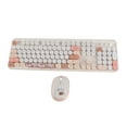 thumbnail image 1 of Wireless Keyboard and Mouse Combo Lovely Cordless Retro Round Keycap Keyboard 1600 DPI Optical Mouse for Win for OS X Beige, 1 of 4