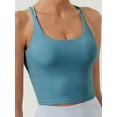 thumbnail image 4 of Saronite Basic Cross Back Sports Bra Tank Crop Top, Blue (Women's), 4 of 5