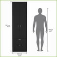 thumbnail image 4 of Chests & Wardrobes | Vico 76'' High Armoire Wardrobe Closet with 2 Drawers, Double Door, Shelf & Hanging Rod | Black | Engineered Wood, 4 of 8