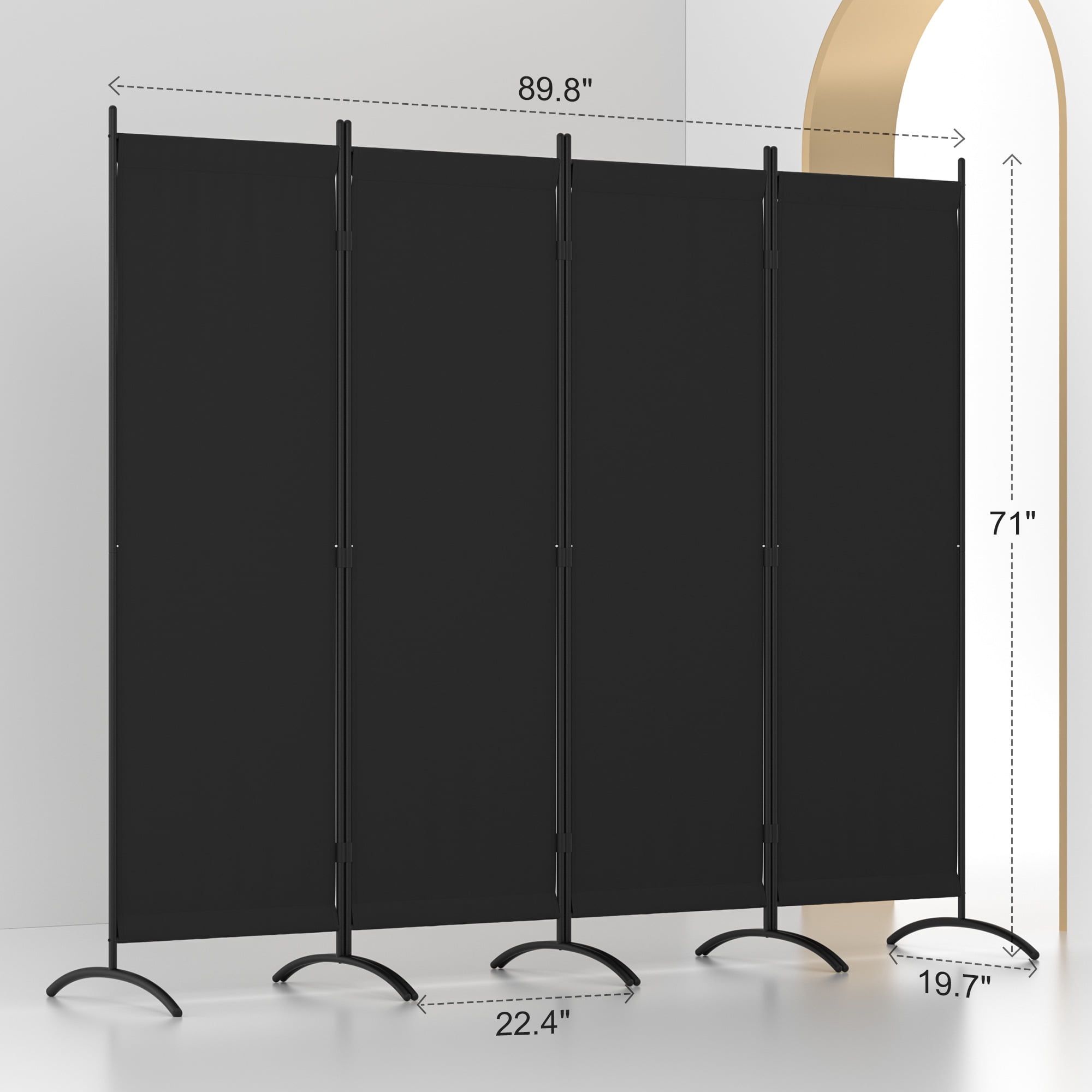 Room Divider 7FT Portable Room Dividers And Folding Privacy Screens, 89'' W Fabric Divider For Room Separation, 4 Panel Partition Room Dividers Freestanding Wall Divider Screen For Dorm Studio Office