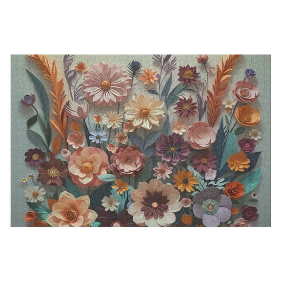 Jigsaw Puzzles - Assorted Colorful Paper - Crafted Flowers1000 PCS，Challenging Puzzle Perfect for Game Nights