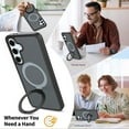 thumbnail image 3 of Asuwish Phone Case for Samsung Galaxy S24 FE 5G Tempered Glass Screen Protector Magnetic Folding Stand Frosted Translucent Rugged Shockproof Protective Cell Cover S 24 EF AI S24FE 24S Women Men Black, 3 of 8