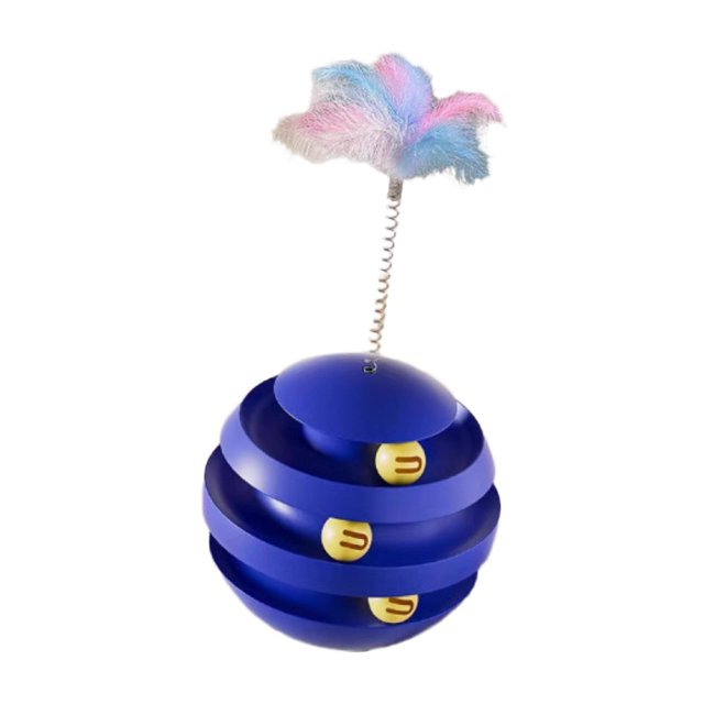 Juguete de gato Ball Toy Wobbling Tumbler Toy Cat Chasing Toy para gatito de gato pequeño Azul oscuro