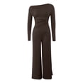 thumbnail image 6 of Aoiroe Two Piece Sets for Women,Travel Outfits Beach Fashion Clothes Summer Fashion Lounge Matching Set Long Sleeve Sweatsuit Jogging Long Pants Sets Brown XL, 6 of 9