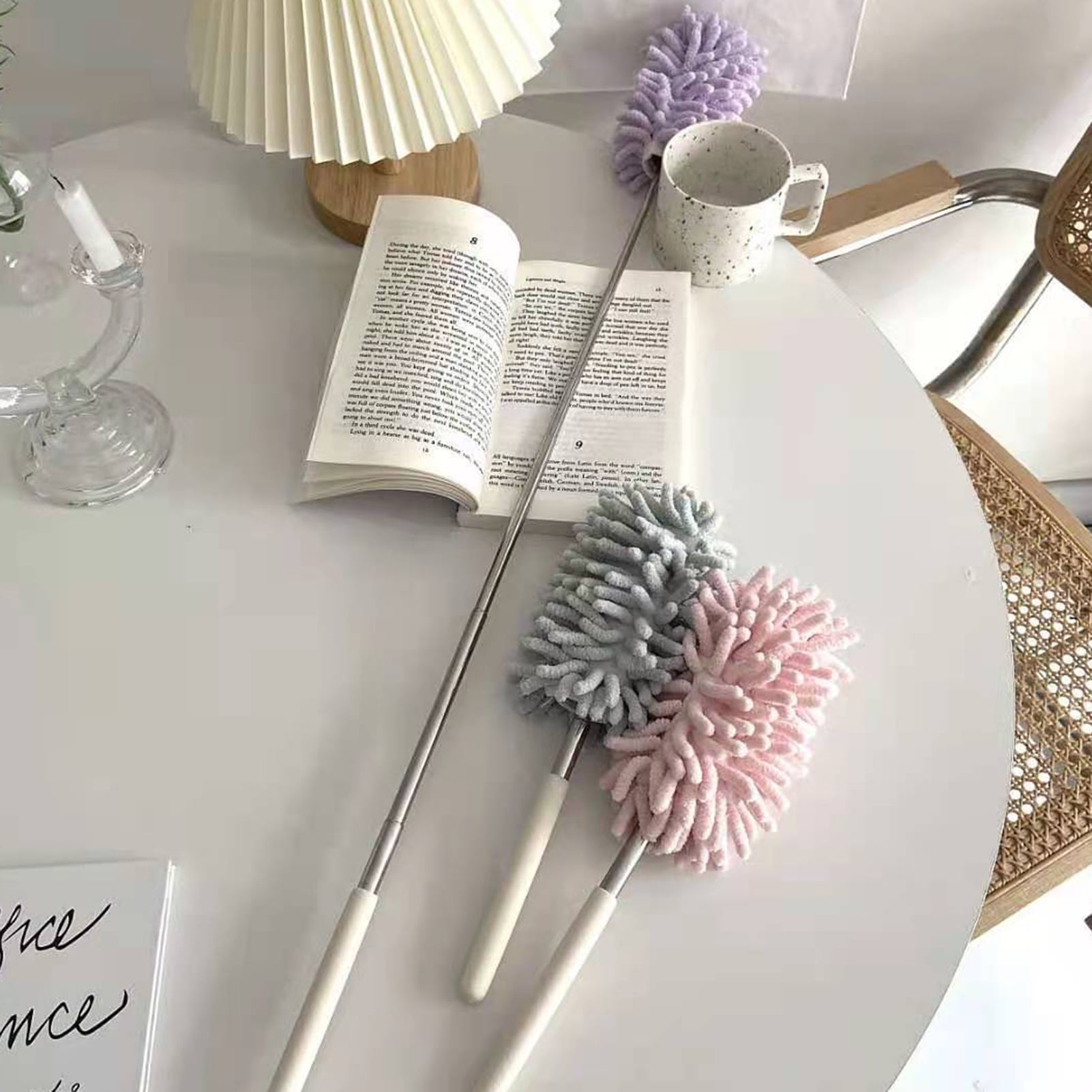 Visland Feather Duster with Extendable Pole, Chenille Electrostatic