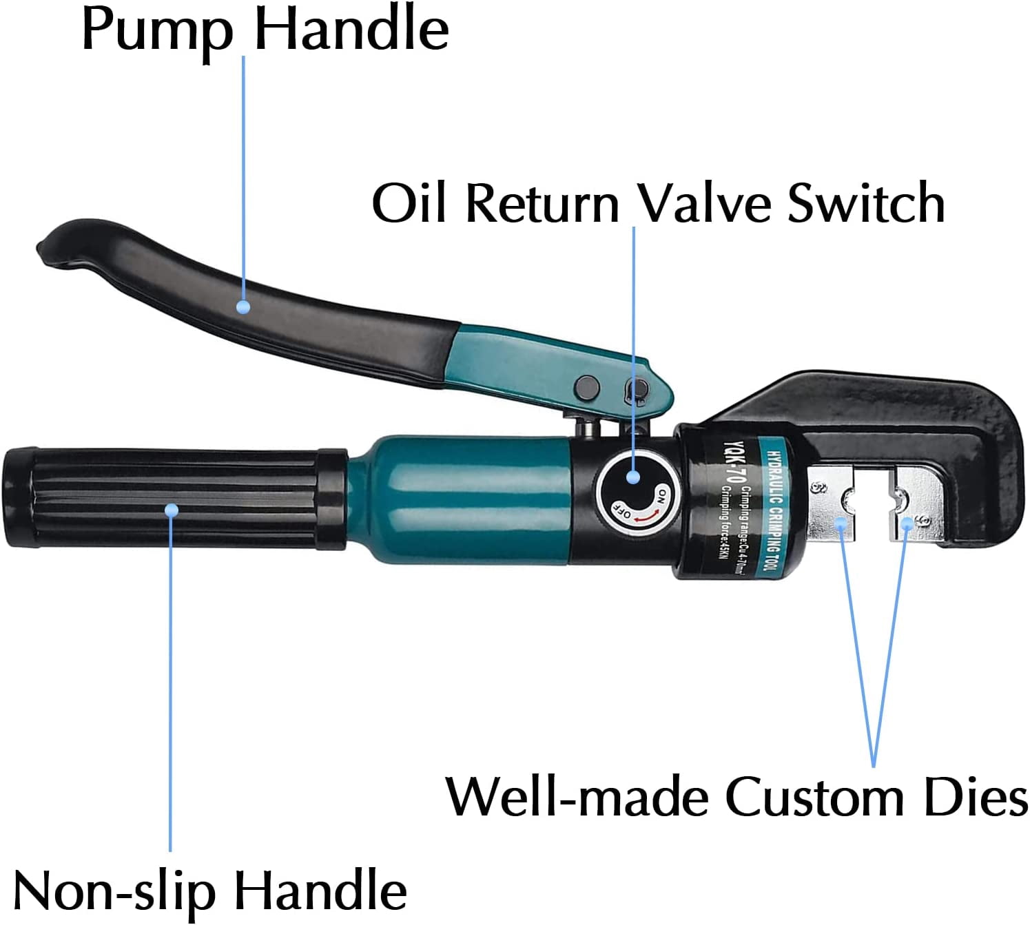 Hydraulic Crimping Tool/Hydraulic Crimper with Cable Cuttter for Stainless Steel Cable Railing Hardware,Battery Cable Crimping Tool for 1/8", 5/32" to 3/16" DC02