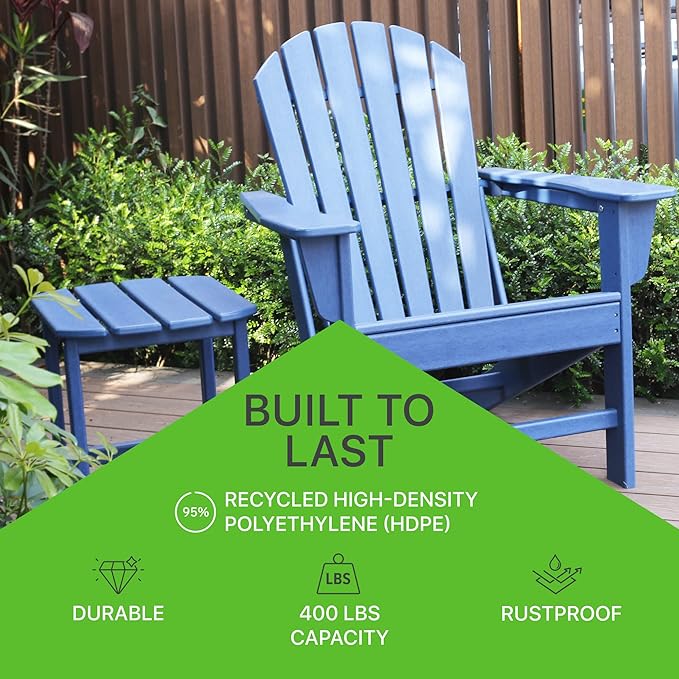 NewTechWood Atlantic Classic Curveback Royal Plastic Outdoor Patio Adirondack Chair