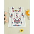 thumbnail image 4 of BemeyourBBs Boho Toddler Girls Summer Dress Bohemia Casual Floral Embroidery Square Neck Sleeveless Dress for Beach Party Cute Clothes, 4 of 9