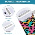 thumbnail image 4 of 40 oz Tumbler with Handle and Straw Lid Soft Color Leopard Print Insulated Vacuum Water Bottle Stainless Steel Travel Cup, 4 of 8