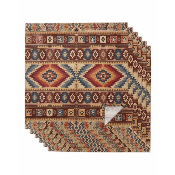nqOlkjepod Retro Southwest Cloth Napkins Set of 6 Reusable Dinner Napkins, Boho Aztec Tribal Abstract Geometric Cocktail Napkin Washable Table Napkins for Wedding/Holiday Party/Baby Shower 20"x20"