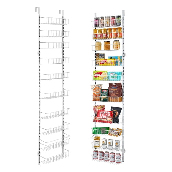 10-Tier Over Door Pantry Organizer, Hanging Storage Rack Adjustable Kitchen Shelves
