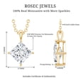 thumbnail image 6 of Rosec Jewels Moissanite Solitaire Pendant Necklace for Women - 3 Carat - 8 mm Princess Cut - D-VS1 Quality - Ready to Gift, 14K Yellow Gold, 6 of 7