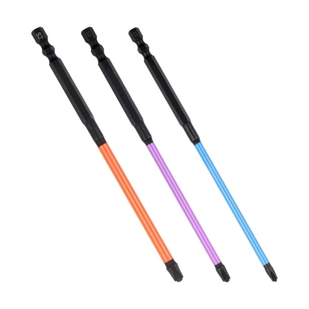 3x Puntas De Destornillador Cruzadas Ranuradas Especiales Magnéticas Antideslizantes Para Taladros Manuales 150MM mayimx Puntas de destornillador