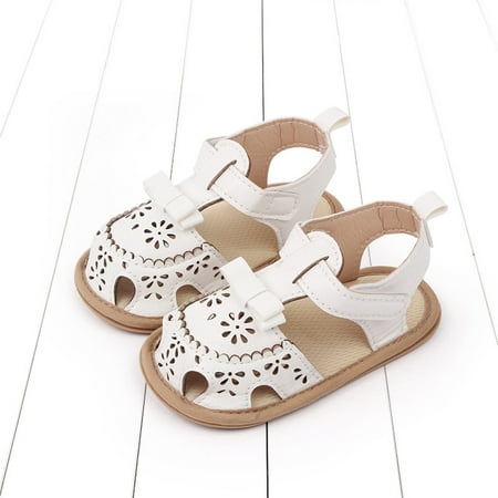 

Akiihool Sandals for Baby Girl Dressy Girls Sandal Two Strapped Patent Leatherette Glitter Sandals (White 5)