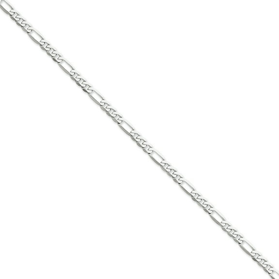 14k White Gold 4.5mm Flat Figaro Chain