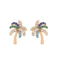thumbnail image 1 of Aretes Broquel Palma Swarovski Esmeralda, Zafiro Oro 18K Lam dorado Unitalla, 1 of 7