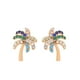 thumbnail image 1 of Aretes Broquel Palma Swarovski Esmeralda, Zafiro Oro 18K Lam dorado Unitalla, 1 of 7