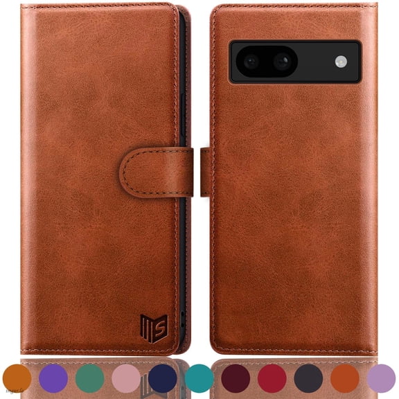 SUANPOT For Google Pixel 8A Wallet Case with RFID Blocking Credit Card Holder,Light Brown