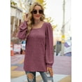 thumbnail image 6 of UVN Sweatshirts for Women Square Neck Long Sleeve Shirts Casual Tunic Tops, 6 of 7