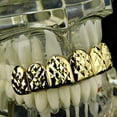 thumbnail image 5 of 14k Gold Plated Grillz Diamond-Cut Bling Grill Top Upper Six 6 Teeth Hip Hop Mouth Grills, 5 of 5