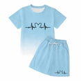 thumbnail image 5 of WERYOUNG Gradient Letter Print Summer Outfits For Kids Boys Girls Short Sleeve Crewneck Tops And Shorts Casual Two Piece Workout Sets Comfortable Clothes Sets 2-3 Years, 5 of 5