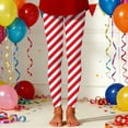 thumbnail image 2 of Girls Carnival Print Striped Leggings Fashion Athletic Casual Base Layer Pants Red 3 Years-4 Years, 2 of 4