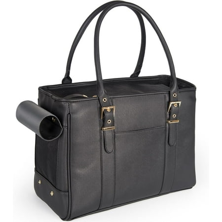 Fashion Pet Carrier Dog Purse Cat Bag Soft-Sided Carriers Travel Airline Approved  Stylish Leather Tote Handbag for Small Animal Puppy Kitten (Black)
