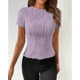 thumbnail image 4 of PRETTYGARDEN Women's Summer Tops Casual Short Sleeve Crewneck Slim Fit T Shirts Basic Knit Y39K Top Textured Blouse, 4 of 7