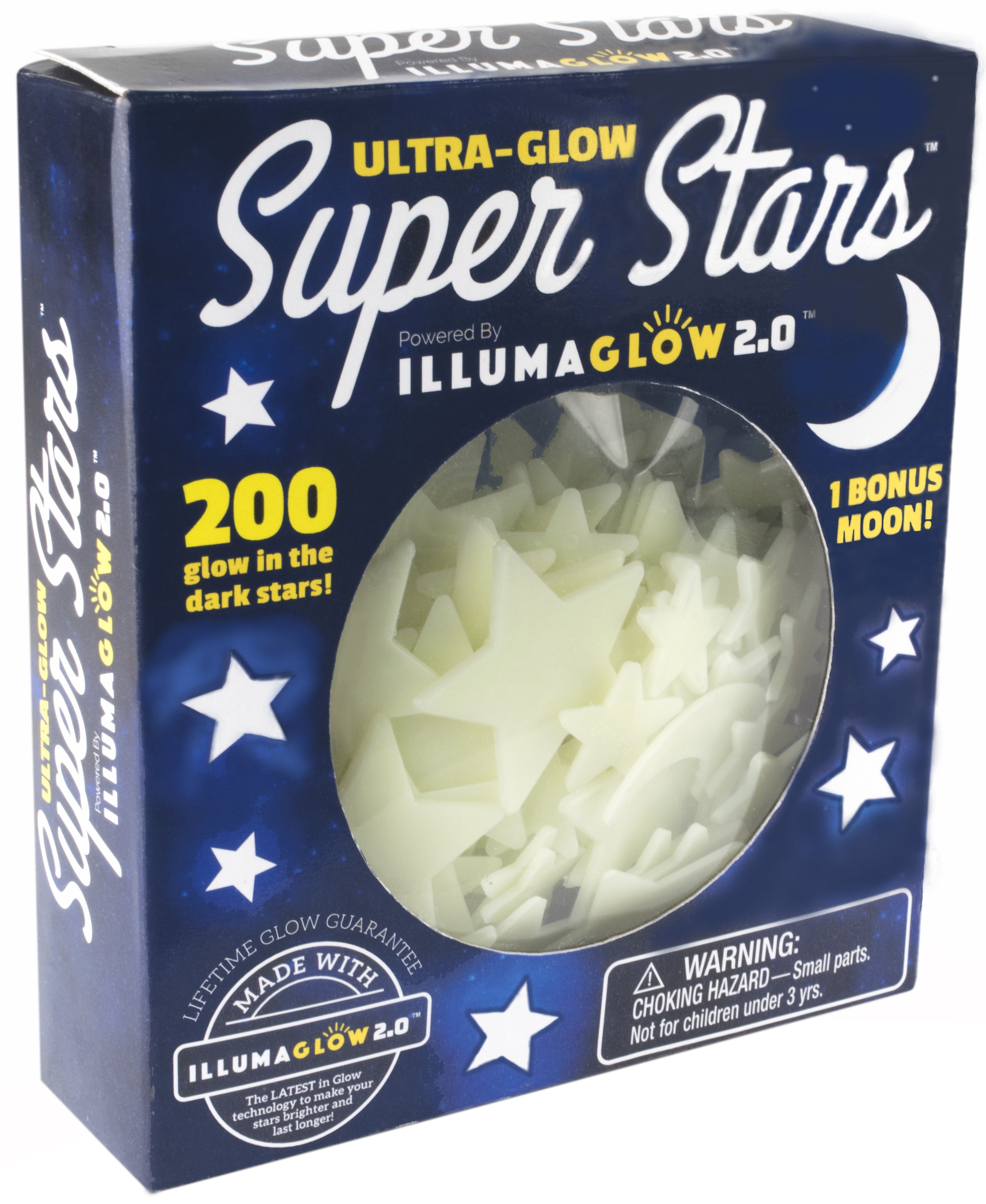 Ultra Glow Super Stars 200 Glow in the Dark Stars with Bonus Glowing Moon